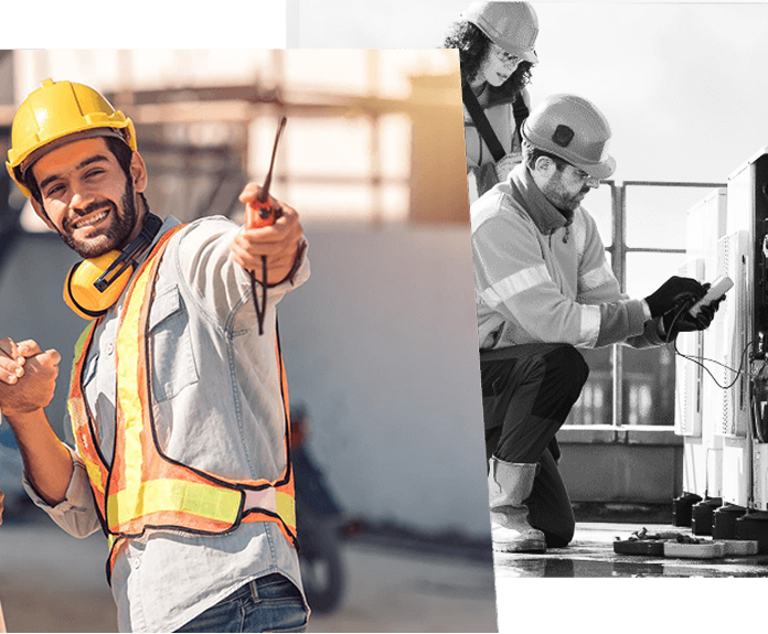Construction worker giving thumbs up